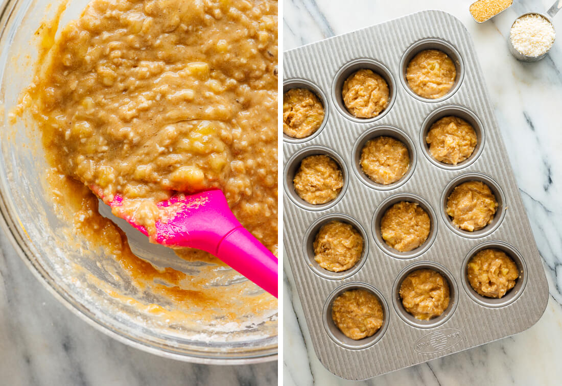 banana coconut muffin batter