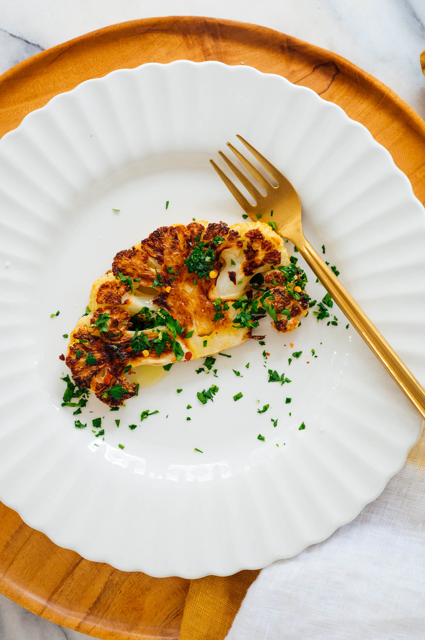 cauliflower steak on plate