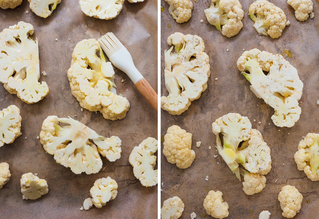 cauliflower steak, ready to bake