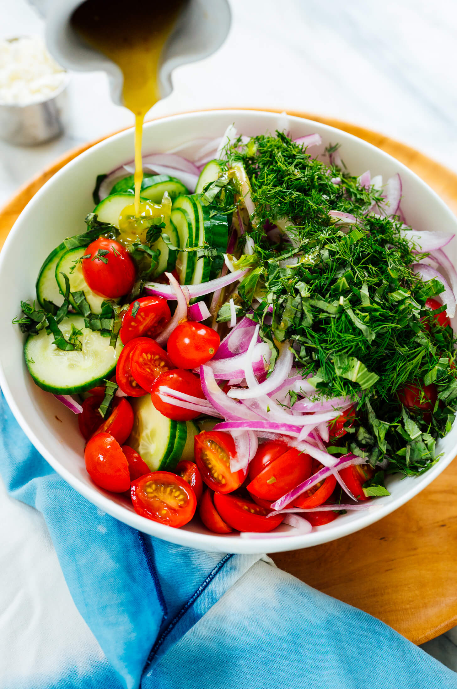 Greek dressing on salad