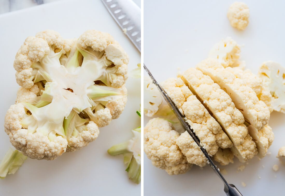 how to slice cauliflower steak