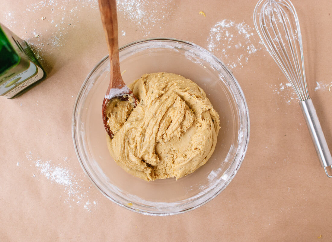 lemon, rosemary, olive oil shortbread dough