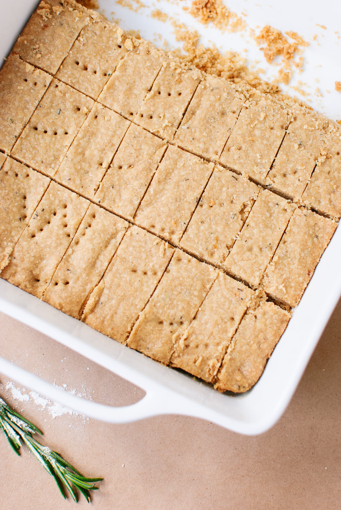 Baked lemon, rosemary and olive oil shortbread