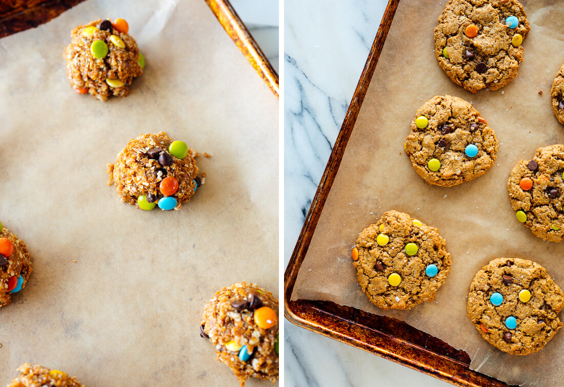 monster cookie dough before and after baking