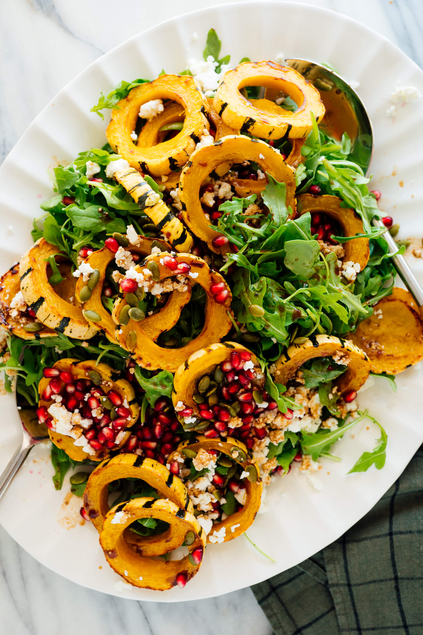 roasted delicata squash on salad